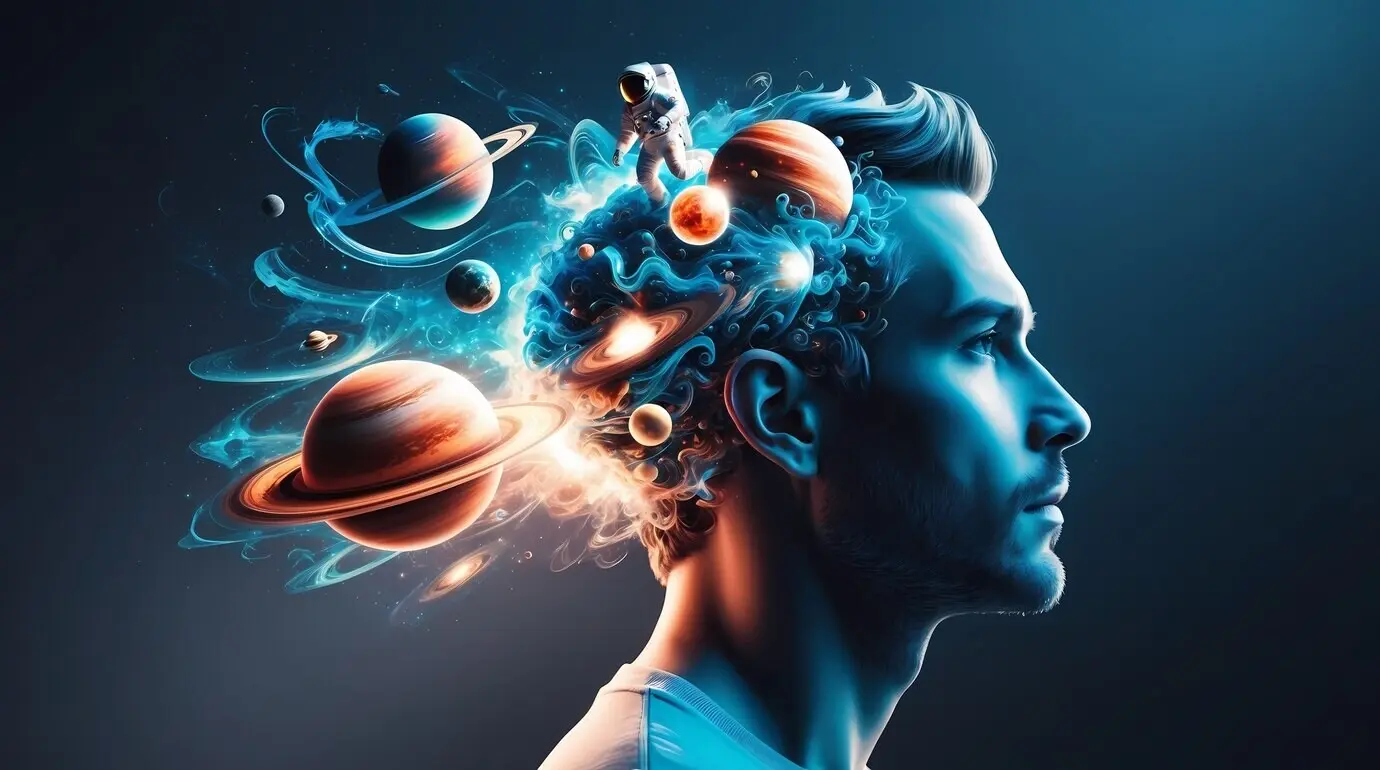 Визуализация процесса и концепции коллективного разума в стиле цифрового искусства.