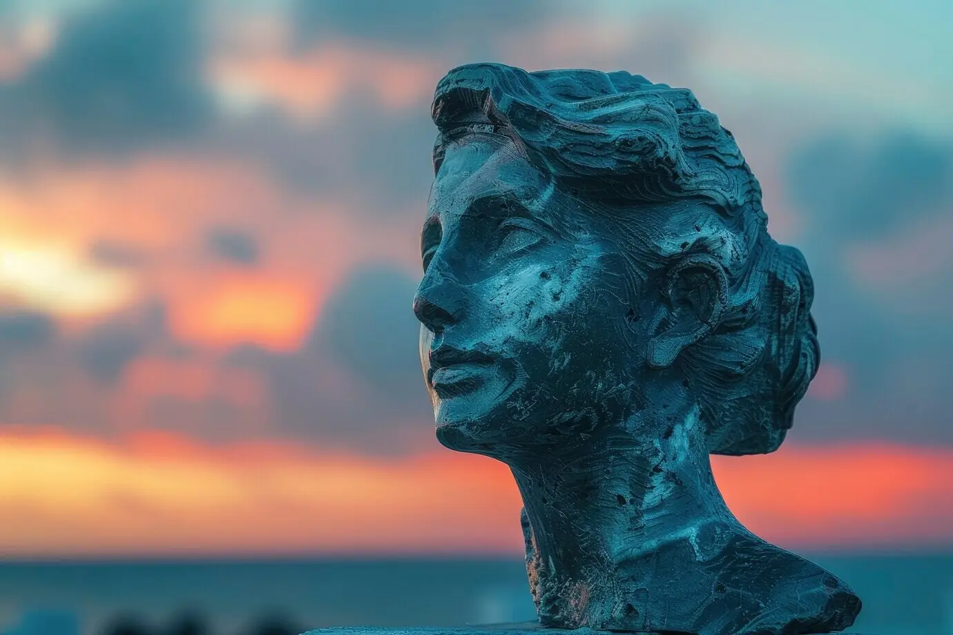 Вид на бюст древнегреческой богини